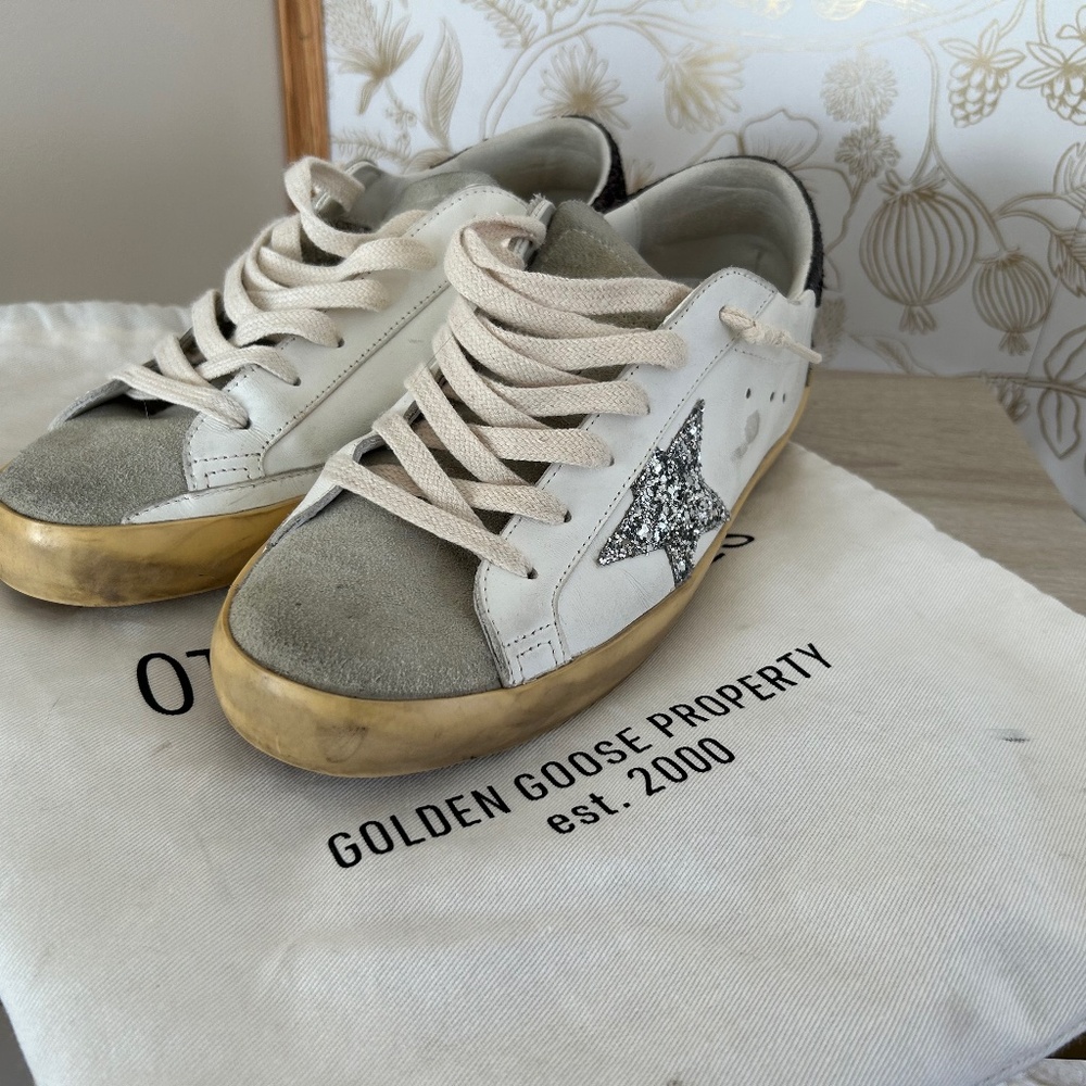 Golden Goose Super Star Glitter Detail Low Top Sneaker